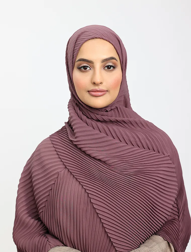 Mauve Pleated Chiffon Hijab